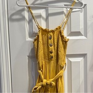 Yellow Button-Front Jumpsuit